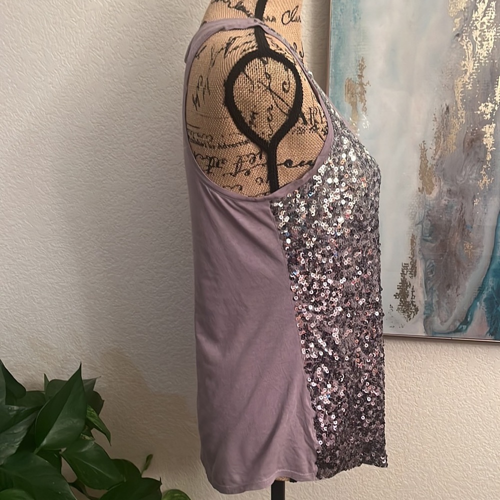 Express Top Silver Sequence Ombre Size M Excellen… - image 3